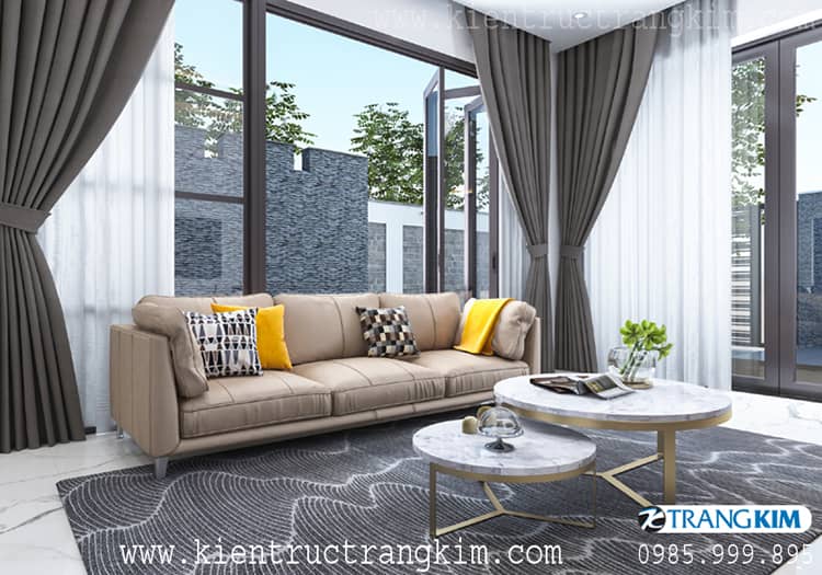 Phòng khách + bếp 4 Thiết kế biệt thự nhà vườn 2 tầng 2 phòng ngủ