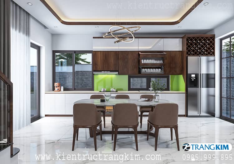 Phòng khách + bếp 5 Thiết kế biệt thự nhà vườn 2 tầng 2 phòng ngủ