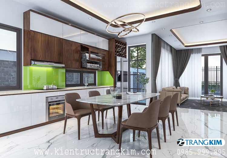 Phòng khách + bếp 6 Thiết kế biệt thự nhà vườn 2 tầng 2 phòng ngủ