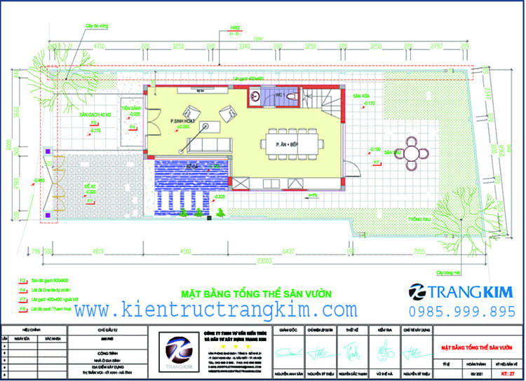 Mặt bằng tổng thể công trình 1 Thiết kế biệt thự vườn 2 tầng hiện đại tại Hà Tĩnh