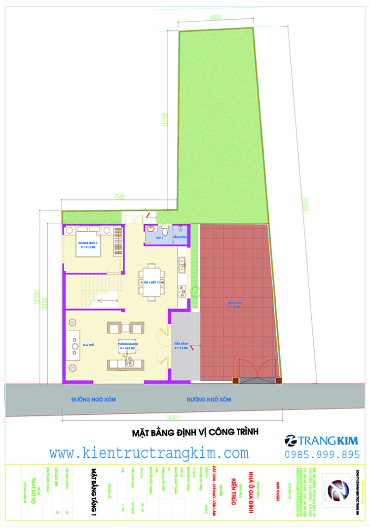Mặt bằng định vị công trình 1 Mặt bằng định vị biệt thự 2 tầng 4 phòng ngủ