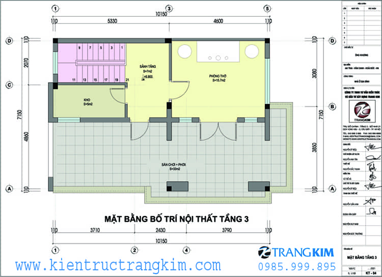 Mặt bằng kiến trúc tầng tum 1 Thiết kế biệt thự 2 tầng 1 tum mái thái hiện đại