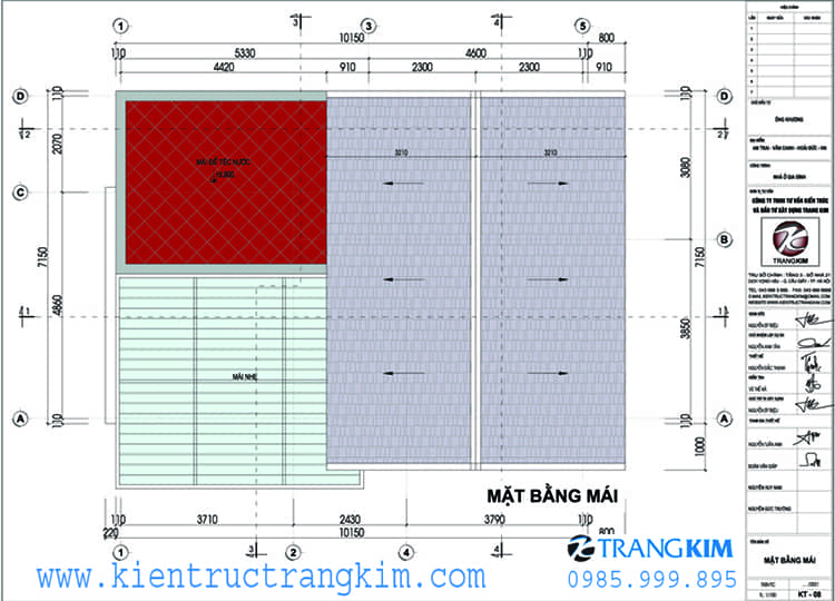 Mặt bằng kiến trúc tầng mái 1 Thiết kế biệt thự 2 tầng 1 tum mái thái hiện đại