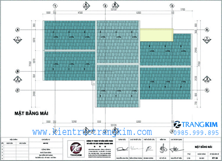 Mặt bằng thiết kế mái nhà 1 Thiết kế biệt thự vườn 2 tầng hiện đại tại Hà Tĩnh