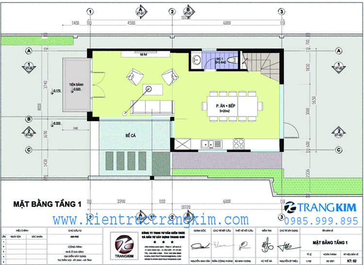 Mặt bằng thiết kế tầng 1 1 Thiết kế biệt thự vườn 2 tầng hiện đại tại Hà Tĩnh