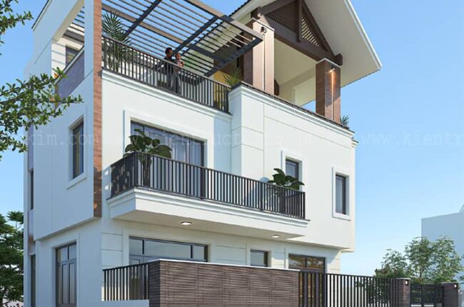 Thiết kế biệt thự 2 tầng 1 tum mái thái hiện đại