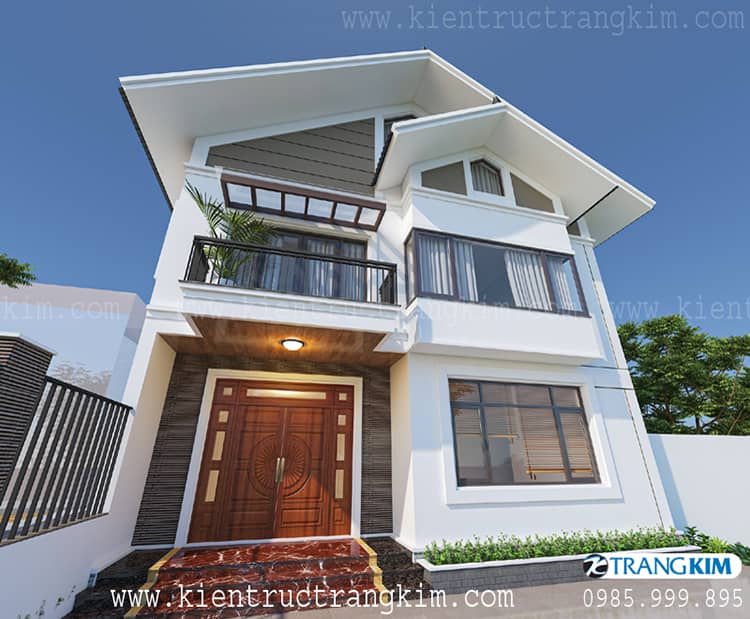 Hình ảnh phối cảnh biệt thự 2 tầng hiện đại và tiện nghi 2 Thiết kế biệt thự 2 tầng 4 phòng ngủ mái thái hiện đại