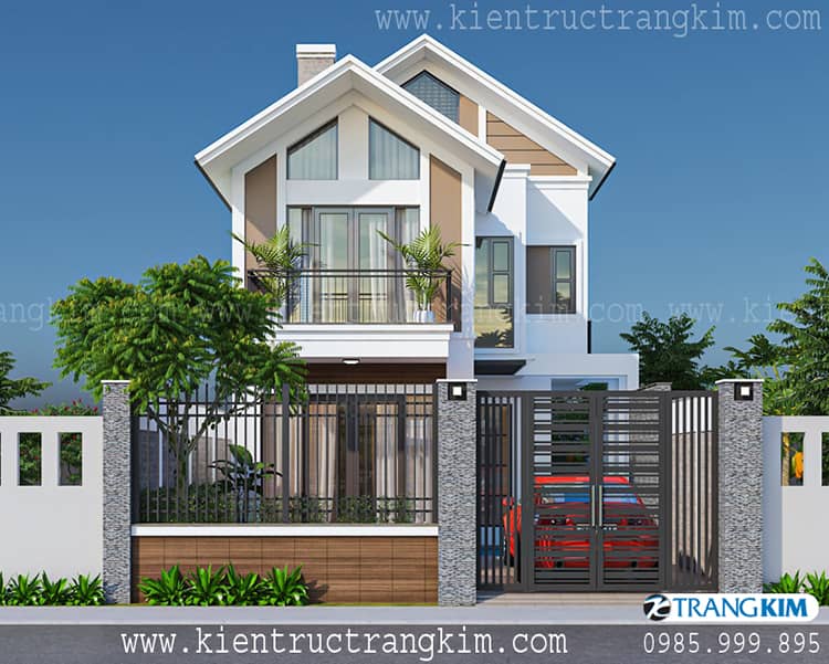 Hình ảnh phối cảnh biệt thự nhà vườn 2 tầng mái thái. 3 Thiết kế biệt thự vườn 2 tầng hiện đại tại Hà Tĩnh