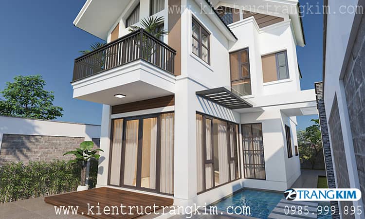 Hình ảnh phối cảnh biệt thự nhà vườn 2 tầng mái thái. 4 Thiết kế biệt thự vườn 2 tầng hiện đại tại Hà Tĩnh