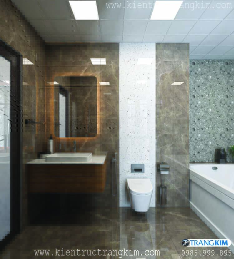 Khu vệ sinh tầng 2 Thiết kế biệt thự nhà vườn 2 tầng 2 phòng ngủ