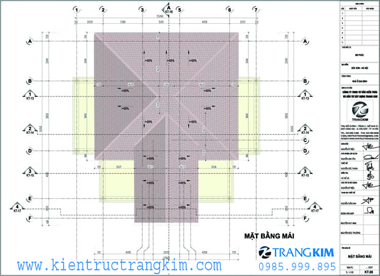 Mặt bằng kiến trúc tầng mái 1 Mặt bằng kiến trúc biệt thự cổ điển - Tầng mái