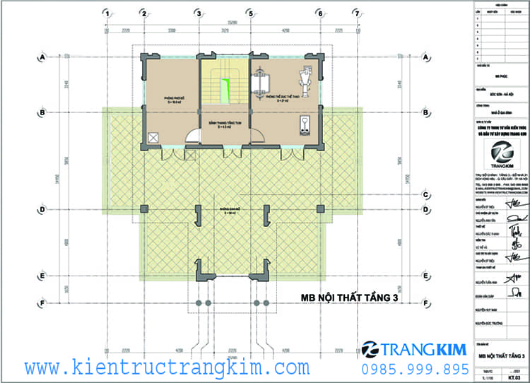 Mặt bằng kiến trúc tầng tum 1 Mặt bằng kiến trúc biệt thự cổ điển - Tầng tum
