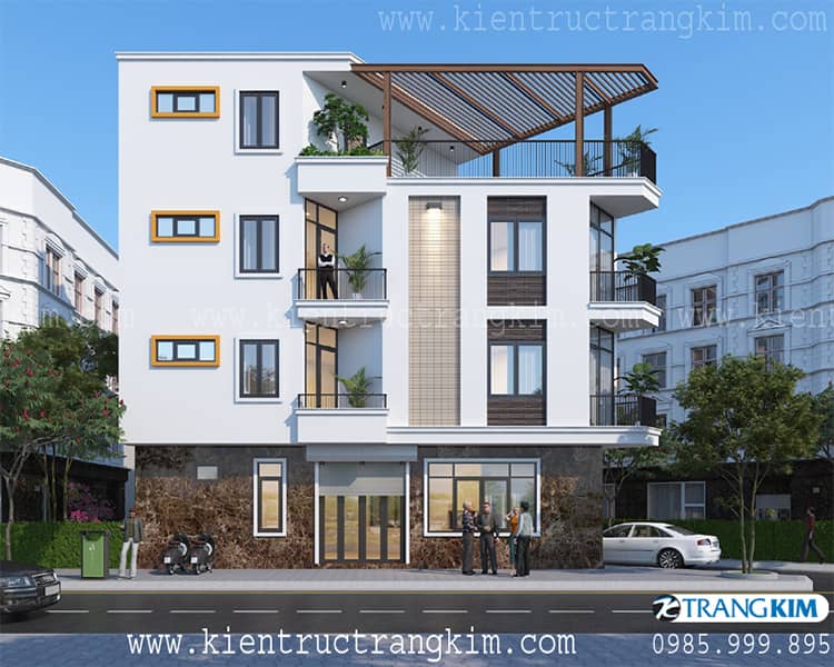 Hình ảnh phối cảnh nhà hình tam giác 2 mặt tiền 3 Phối cảnh nhà hình tam giác với 2 mặt thoáng