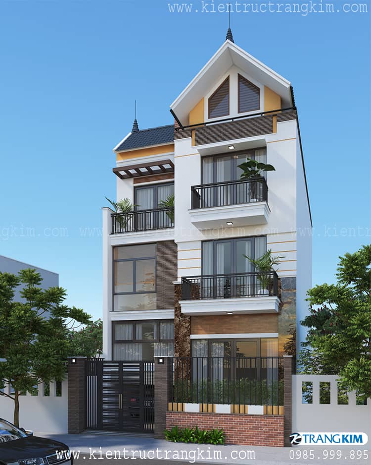 Hình ảnh phối cảnh kiến trúc biệt thự phố tại Đông Anh, Hà Nội 2 Biệt thự phố hiện đại với kích thước 7.7x15.5m