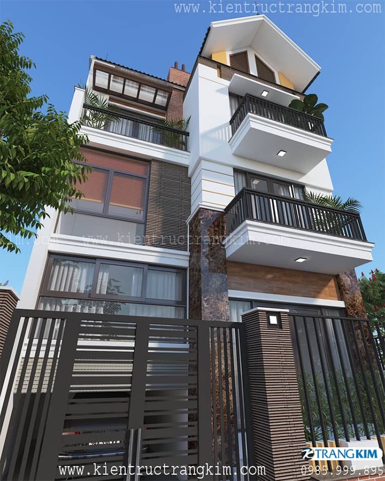 Hình ảnh phối cảnh kiến trúc biệt thự phố tại Đông Anh, Hà Nội 3 Biệt thự phố hiện đại với kích thước 7.7x15.5m