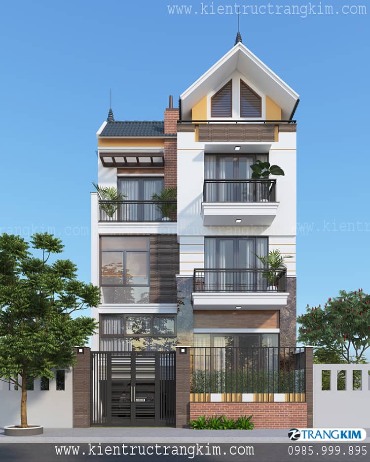 Hình ảnh phối cảnh kiến trúc biệt thự phố tại Đông Anh, Hà Nội 4 Biệt thự phố hiện đại với kích thước 7.7x15.5m