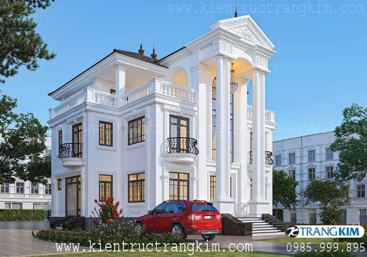 Hình ảnh phối cảnh kiến trúc căn biệt thự cổ điển 2 tầng 1 tum tại Sóc Sơn 2 Biệt thự cổ điển 2 tầng 1 tum 3 phòng ngủ