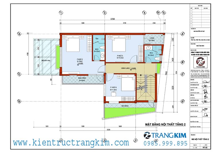 Mặt bằng kiến trúc tầng 2 1 Biệt thự 2 tầng 1 tum mái thái hiện đại