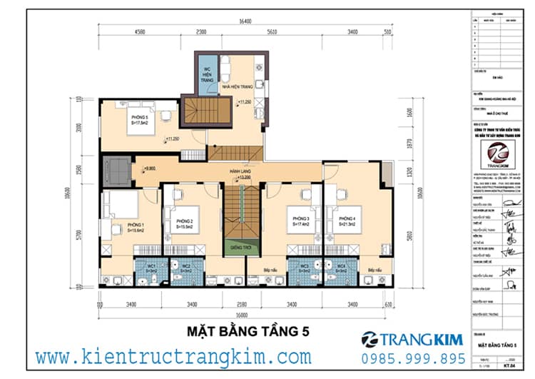 Thiết kế nhà 5 tầng 1 tum cho thuê với chi phí xây dựng hợp lý