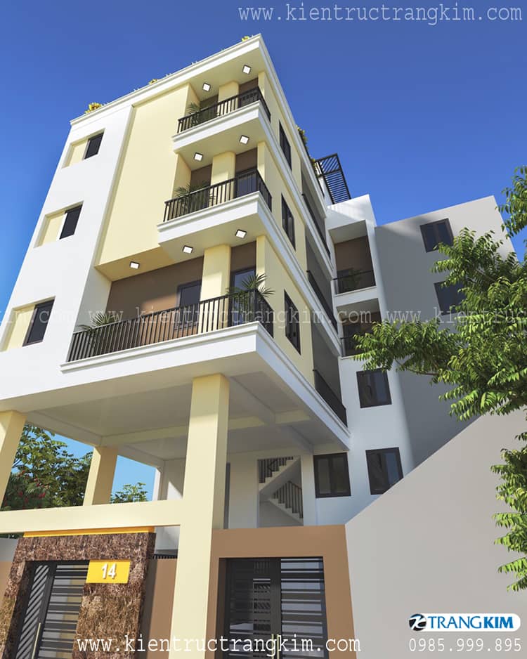 Thiết kế nhà 5 tầng 1 tum cho thuê với chi phí xây dựng hợp lý