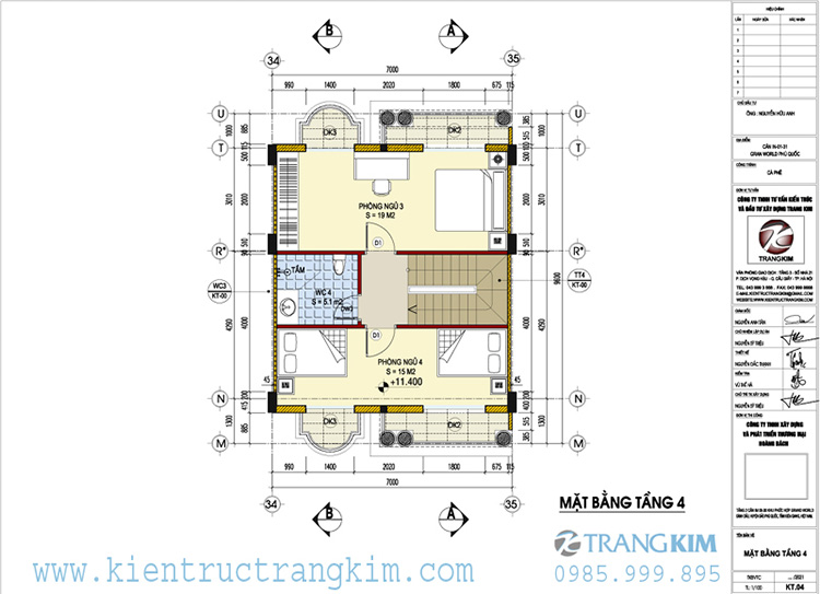 Mặt bằng thiết kế quán cà phê tầng 4