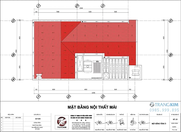 Mặt bằng thiết kế tầng mái căn biệt thự