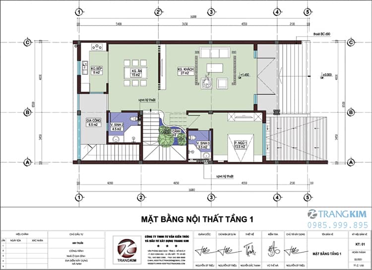 Mặt bằng thiết kế tầng 1 căn biệt thự