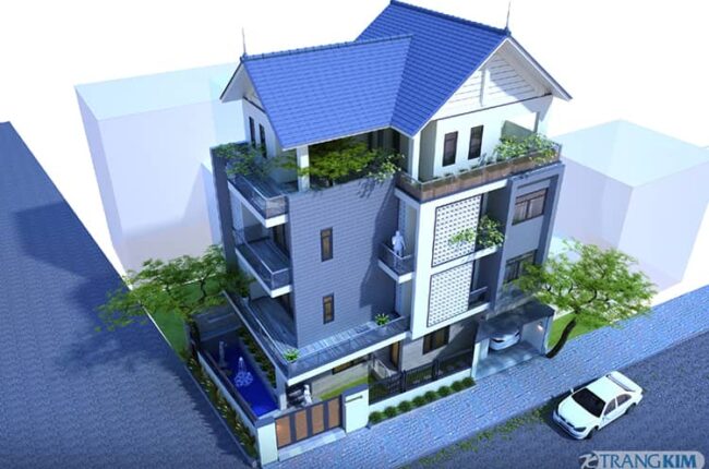 biệt thự 3 tầng 1 tum