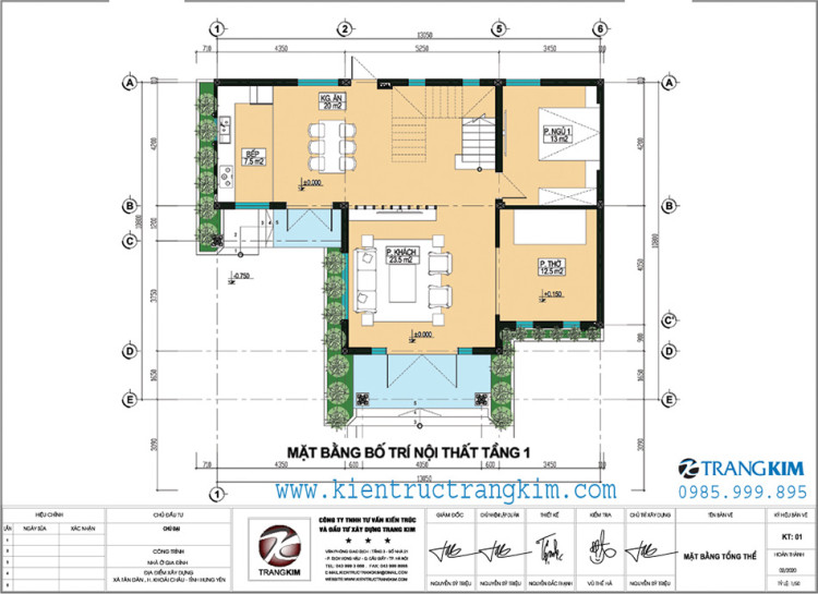 Mặt bằng thiết kế tầng 1