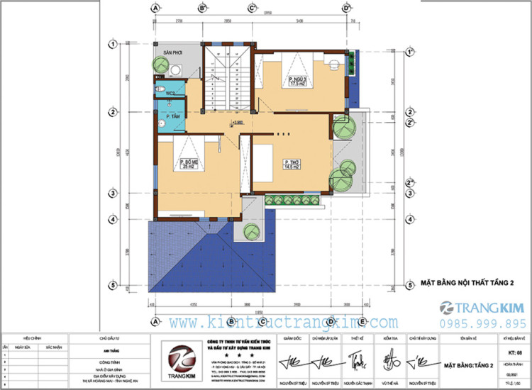 Mặt bằng thiết kế tầng 2 1 Mặt bằng thiết kế biệt thự tầng 2