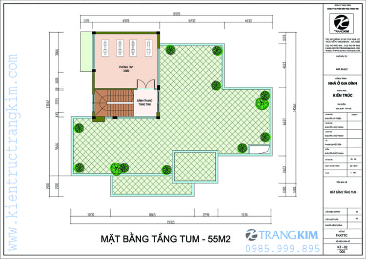 Mặt bằng kiến trúc tầng tum 1 mặt bằng thiết kế biệt thự tầng tum