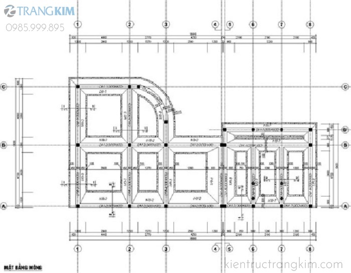 Bản vẽ mặt bằng móng băng tham khảo 1