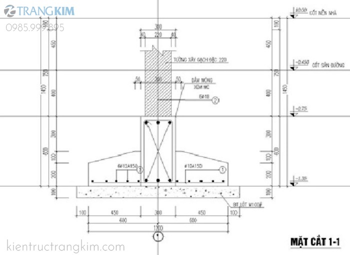 Bản vẽ mặt bằng kết cấu móng nhà 2 tầng