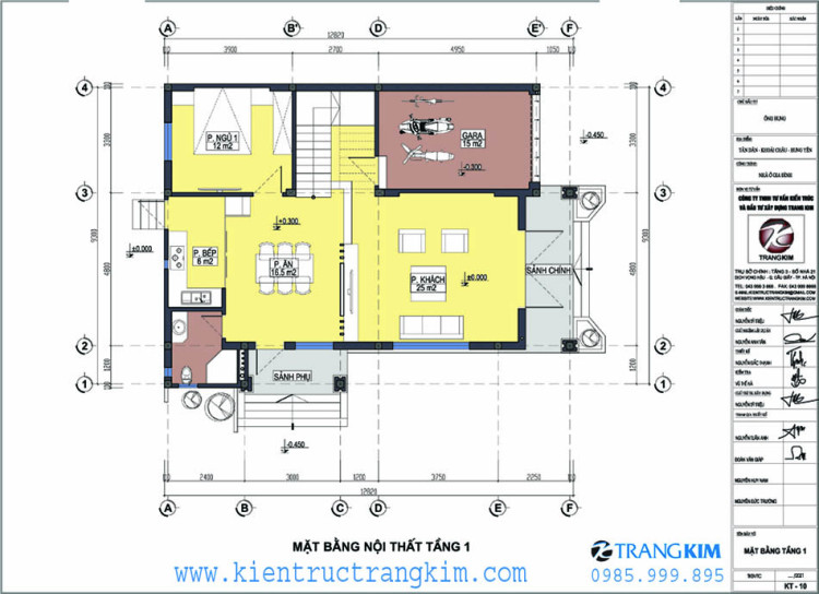 Mặt bằng thiết kế tầng 1