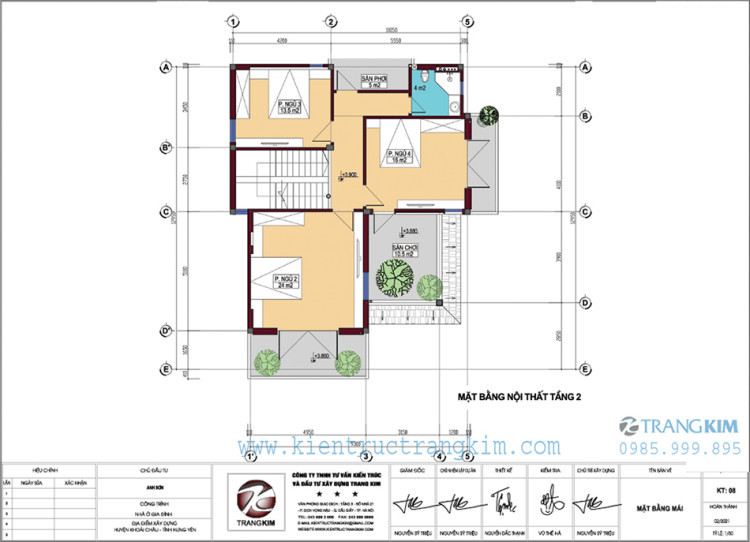 Mặt bằng thiết kế tầng 2
