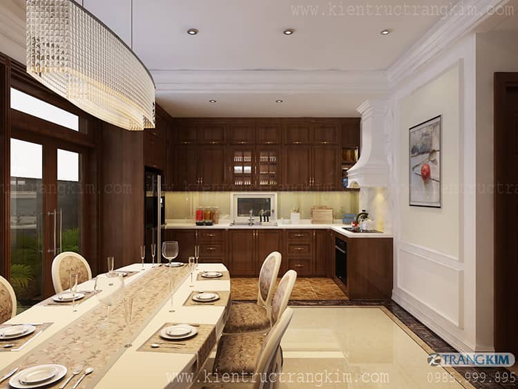 Nội thất phòng bếp + ăn biệt thự 2 tầng 1 tum