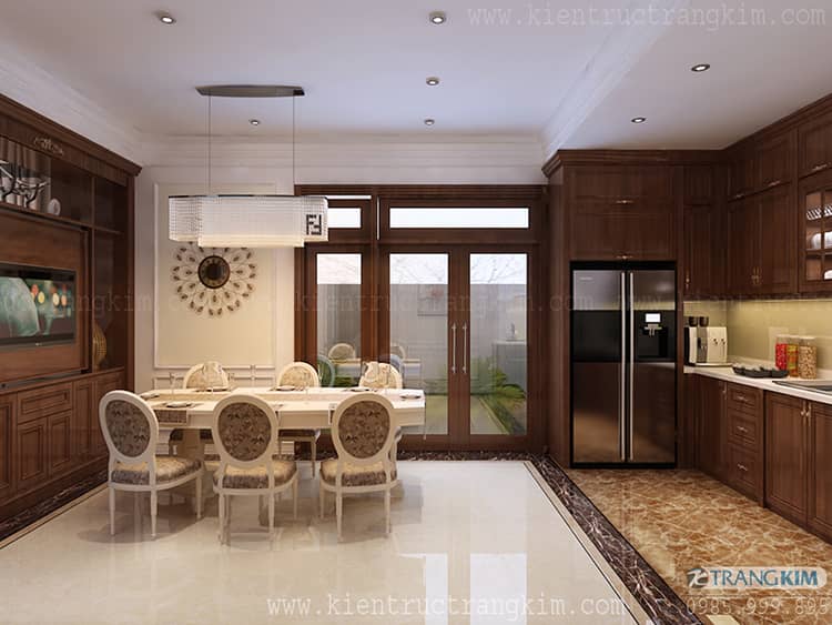 Nội thất phòng bếp + ăn biệt thự 2 tầng 1 tum