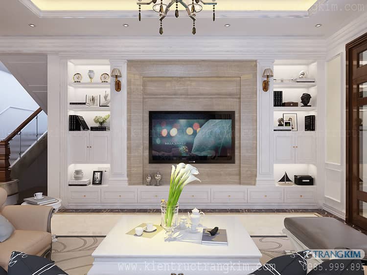 Nội thất phòng khách biệt thự 2 tầng 1 tum