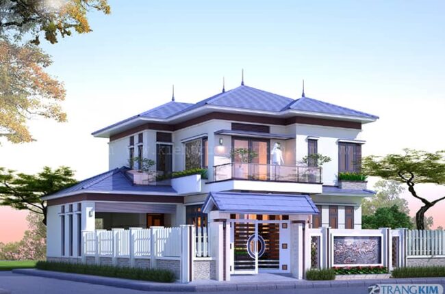 Thiết kế biệt thự 2 tầng mái Nhật