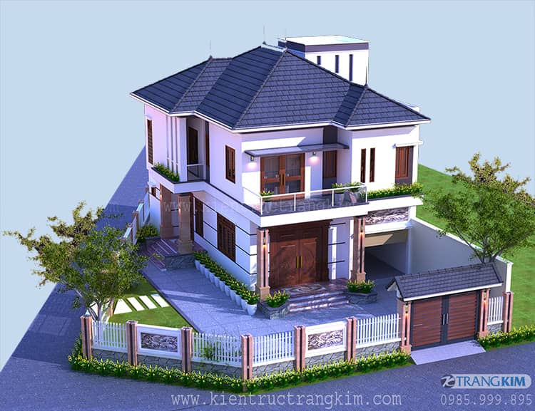 Biệt thự 2 tầng mái nhật hiện đại 
