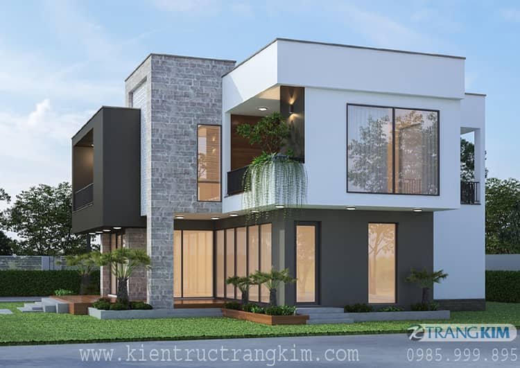 Hình ảnh phối cảnh thiết kế kiến trúc biệt thự 2 tầng 1 tum hiện đại 4 Biệt thự 2 tầng 1 tum hòa hợp cùng thiên nhiên