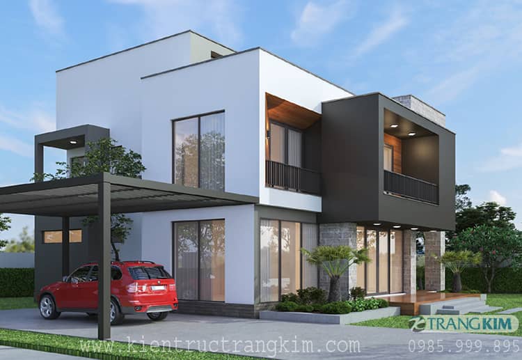 Hình ảnh phối cảnh thiết kế kiến trúc biệt thự 2 tầng 1 tum hiện đại 5 Biệt thự 2 tầng 1 tum hòa hợp cùng thiên nhiên