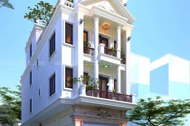 Nhà ống 4 tầng 4 phòng ngủ phong cách tân cổ điển