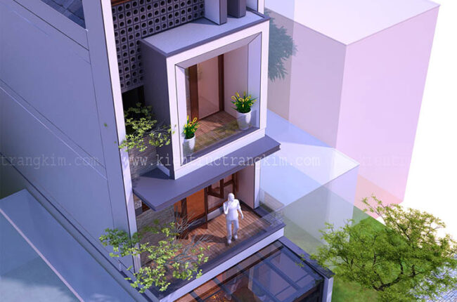 nhà ống 3 tầng 4 phòng ngủ hiện đại 5x19m