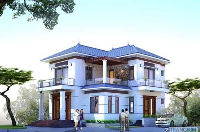 Biệt thự 2 tầng 4 phòng ngủ mái nhật đẹp