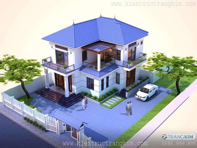 Biệt thự 2 tầng 4 phòng ngủ mái nhật đẹp