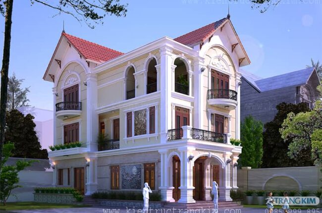Thiết kế biệt thự 3 tầng mái thái hiện đại