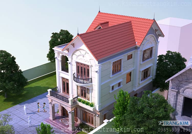 Thiết kế biệt thự 3 tầng mái thái hiện đại