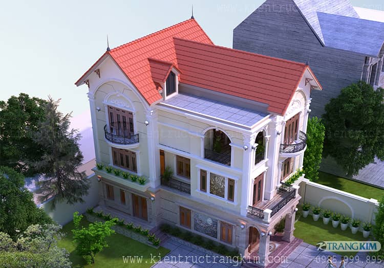 Thiết kế biệt thự 3 tầng mái thái hiện đại