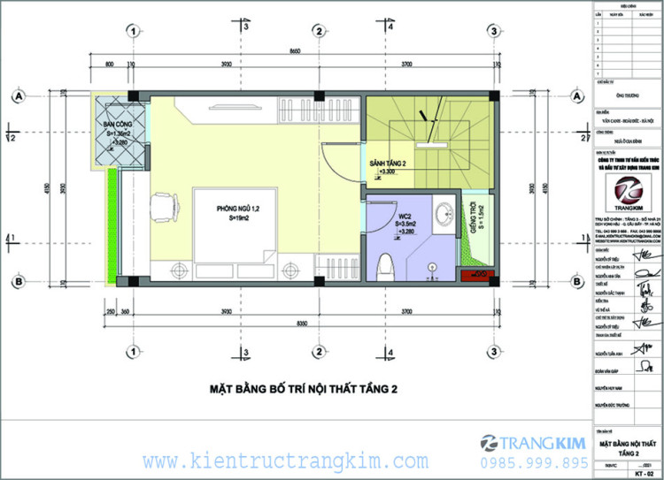 mặt bằng thiết kế tầng 2